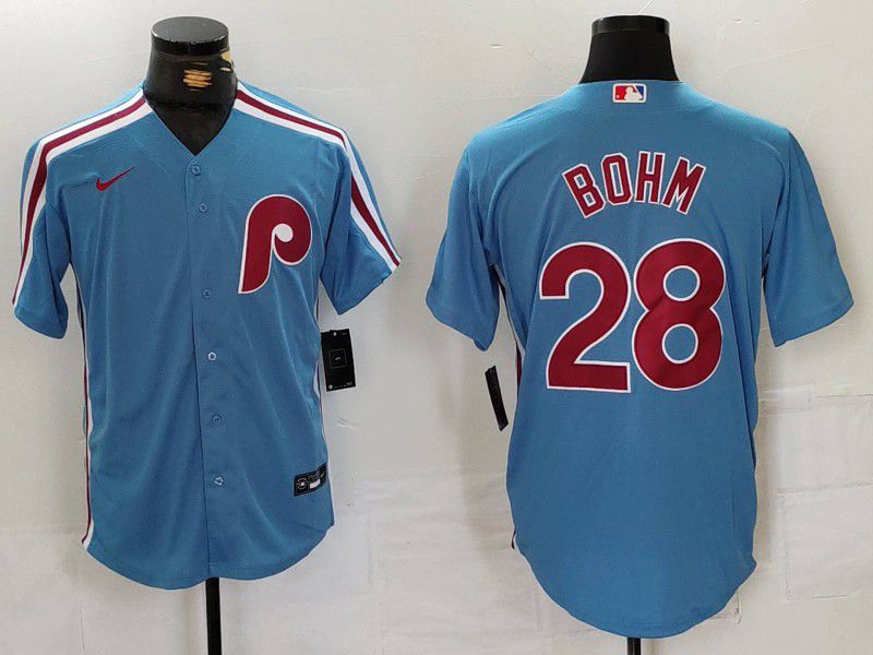 Men Philadelphia Phillies #28 Bohm Blue Throwback 2024 Nike MLB Jersey style 1->philadelphia phillies->MLB Jersey